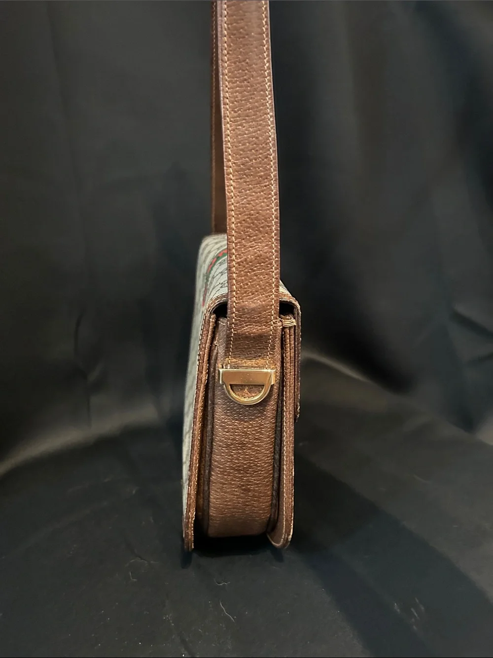 VTG Gucci Ophidia Coated Canvas Shoulder bag w/ Brown Trim Red/Green Sherry Line - Picture 9 of 17